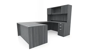 U Shaped Desks with Hutch PBD Furniture 72in x 96in Double Pedestal U-Desk with Door Hutch
