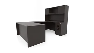 U Shaped Desks with Hutch PBD Furniture 60in x 96in Double Pedestal U-Desk with Door Hutch 