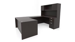U Shaped Desks Office Source 60in x 101in Double Pedestal U-Desk with Door Hutch 