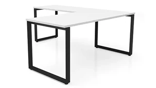 L Shaped Desk Shells PBD Furniture 60in x 78in Beveled Loop Leg L-Desk