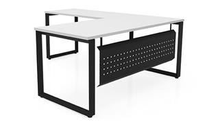 L Shaped Desks Office Source Extra Deep 72in x 72in Beveled Loop Leg L-Desk with Modesty Panel