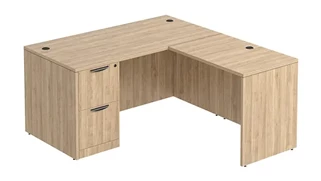 L Shaped Single Pedestal Desks PBD Furniture L-Desk 71in W x 65in D with 2 Drawer Pedestal