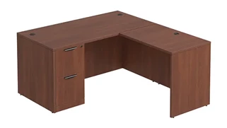 L Shaped Single Pedestal Desks PBD Furniture L-Desk 71in W x 66in D with 2 Drawer Pedestal