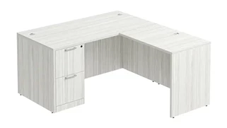 L Shaped Single Pedestal Desks PBD Furniture L-Desk 66in W x 60in D with 2 Drawer Pedestal