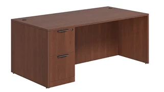 Stand-Alone Single Pedestal Desks PBD Furniture Desk 72in W x 30in D with 1 Pedestal