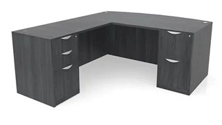 L Shaped Double Pedestal Desks PBD Furniture 72in x 88in Bow Front Double Pedestal L-Shaped Desk