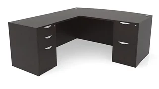 L Shaped Double Pedestal Desks PBD Furniture 72in x 76in Bow Front Double Pedestal L-Shaped Desk