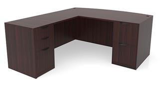 L Shaped Desks Office Source 66in x 77in Bow Front Double Pedestal L-Shaped Desk
