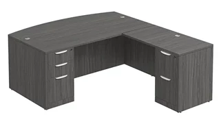 L Shaped Double Pedestal Desks PBD Furniture Bow-Front L-Desk 66in W x 78in D with 2 Pedestals