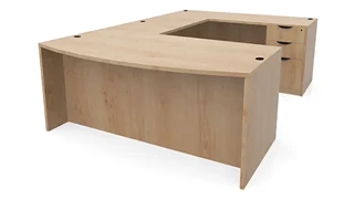 U Shaped Double Pedestal Desks PBD Furniture 72in x 100in Bow Front Double Pedestal U-Shaped Desk