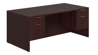 Stand-Alone Double Pedestal Desks PBD Furniture Desk 60in W x 30in D with 2 Hanging Pedestals