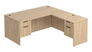 L Shaped Double Pedestal Desks PBD Furniture L-Desk 60in W x 78in D with Double Hanging Pedestals