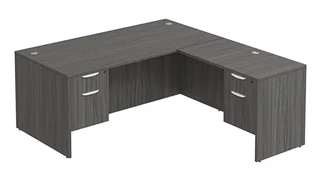 L Shaped Double Pedestal Desks PBD Furniture L-Desk 66in W x 72in D with Double Hanging Pedestals