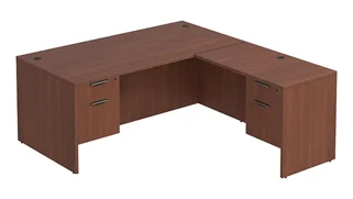 L Shaped Double Pedestal Desks PBD Furniture L-Desk 66in W x 60in D with Double Hanging Pedestals