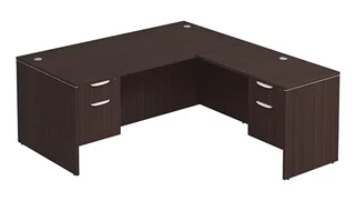 L Shaped Double Pedestal Desks PBD Furniture L-Desk 71in W x 60in D with Double Hanging Pedestals