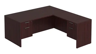 L Shaped Double Pedestal Desks PBD Furniture L-Desk 71in W x 66in D with Double Hanging Pedestals