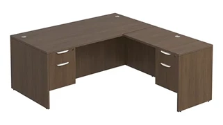 L Shaped Double Pedestal Desks PBD Furniture L-Desk 71in W x 72in D with Double Hanging Pedestals