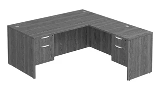 L Shaped Double Pedestal Desks PBD Furniture L-Desk 71in W x 78in D with Double Hanging Pedestals