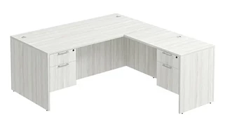 L Shaped Double Pedestal Desks PBD Furniture L-Desk 71in W x 84in D with Double Hanging Pedestals