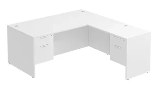 L Shaped Double Pedestal Desks PBD Furniture L-Desk 60in W x 66in D with Double Hanging Pedestals