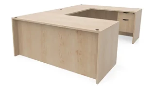 U Shaped Single Pedestal Desks PBD Furniture 66in x 96in Single Hanging Pedestal U-Desk