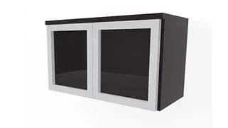 Desk Hutches PBD Furniture 31in Wall Mount Hutch with Silver Framed Doors