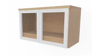 Desk Hutches PBD Furniture 31in Wall Mount Hutch with Silver Framed Doors