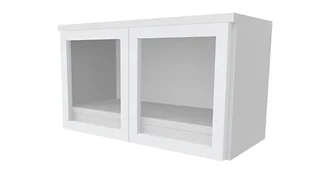 Desk Hutches PBD Furniture 31in Wall Mount Hutch with Silver Framed Doors