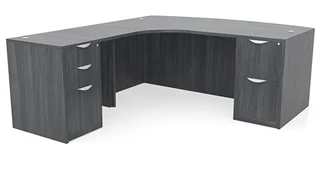 L Shaped Double Pedestal Desks PBD Furniture 72in x 83in Curved Corner Double Pedestal Bow Front L-Desk
