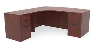 L Shaped Desks Office Source 72in x 96in Curved Corner Double Pedestal Bow Front L-Desk