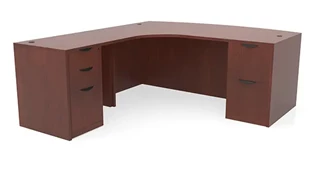 L Shaped Double Pedestal Desks PBD Furniture 72in x 78in Curved Corner Double Pedestal Bow Front L-Desk