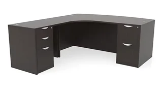 L Shaped Double Pedestal Desks PBD Furniture 72in x 83in Curved Corner Double Pedestal Bow Front L-Desk