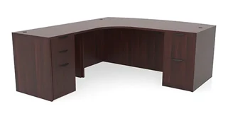L Shaped Double Pedestal Desks PBD Furniture 72in x 83in Curved Corner Double Pedestal Bow Front L-Desk