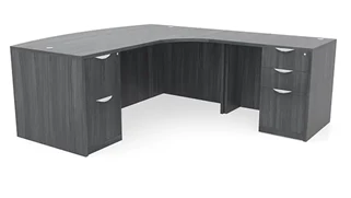 L Shaped Double Pedestal Desks PBD Furniture 72in x 83in Curved Corner Double Pedestal Bow Front L-Desk