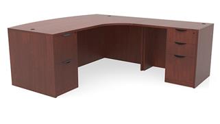 L Shaped Desks Office Source 72in x 78in Curved Corner Double Pedestal Bow Front L-Desk