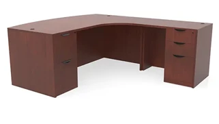 L Shaped Double Pedestal Desks PBD Furniture 72in x 96in Curved Corner Double Pedestal Bow Front L-Desk