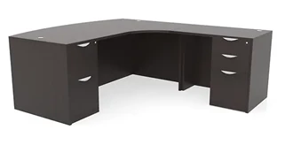 L Shaped Double Pedestal Desks PBD Furniture 72in x 83in Curved Corner Double Pedestal Bow Front L-Desk