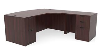 L Shaped Desks Office Source 72in x 83in Curved Corner Double Pedestal Bow Front L-Desk