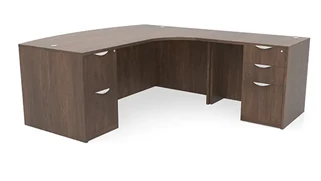 L Shaped Double Pedestal Desks PBD Furniture 72in x 78in Curved Corner Double Pedestal Bow Front L-Desk
