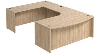 U Shaped Desk Shells PBD Furniture Bow-Front U-Desk Shell 71in W x 120in D with Curve Corner and Wire Management