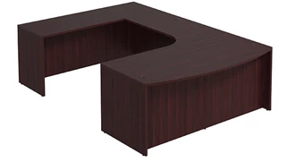 U Shaped Desk Shells PBD Furniture Bow-Front U-Desk Shell 71in W x 102in D with Curve Corner and Wire Management