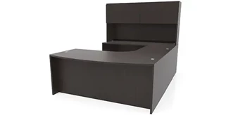 U Shaped Desks with Hutch PBD Furniture 72in x 107in Curved Bow Front U-Desk with Hutch