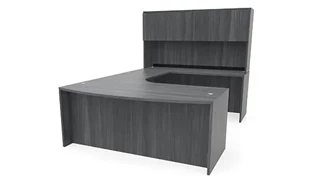 U Shaped Desks with Hutch PBD Furniture 72in x 112in Curved Bow Front U-Desk with Hutch