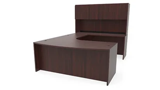 U Shaped Desks with Hutch PBD Furniture 72in x 107in Curved Bow Front U-Desk with Hutch
