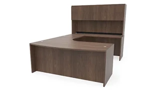 U Shaped Desks with Hutch PBD Furniture 72in x 107in Curved Bow Front U-Desk with Hutch