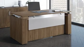 Standing Desks - Electronically Adjustable PBD Furniture 72in x 30in Sit-to-Stand Full Casing Desk with Acrylic Modesty