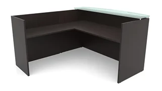 Reception Desks - L Shaped PBD Furniture 72in x 72in L-Shaped Reception Desk Only with Glass Transaction Counter