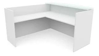 Reception Desks - L Shaped PBD Furniture 72in x 72in L-Shaped Reception Desk Only with Glass Transaction Counter