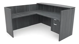 Reception Desks - L Shaped PBD Furniture 72in x 72in L-Shaped Reception Desk Single Hanging Pedestal with Laminate Transaction Counter