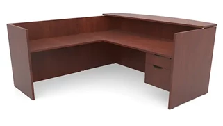 Reception Desks - L Shaped PBD Furniture 72in x 72in L-Shaped Reception Desk Single Hanging Pedestal with Laminate Transaction Counter